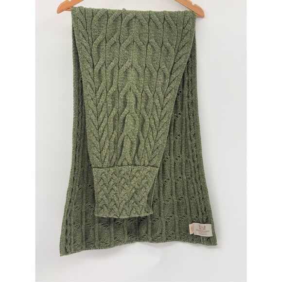 Aran Sweater Market Scarf Wool Ireland One Size Unisex Green Fisherman Cable - Picture 2 of 11
